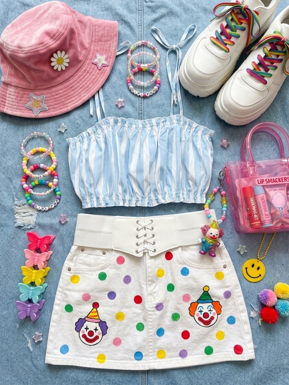 Forever 21 White and blue stripe crop top